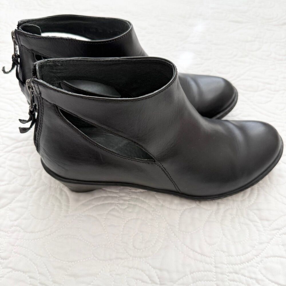 Dansko Black Leather Cutout Ankle Booties - Picture 2 of 9